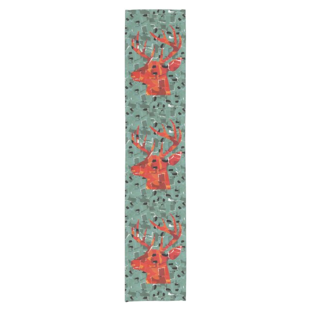 Deer head silhouette mosaic short table runner (Front)