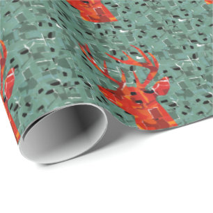 Deer head silhouette mosaic wrapping paper