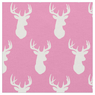 Deer Head Silhouettes Country Baby Girl Fabric