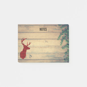 Deer Head with Antlers on Faux Wood Post-it Notes