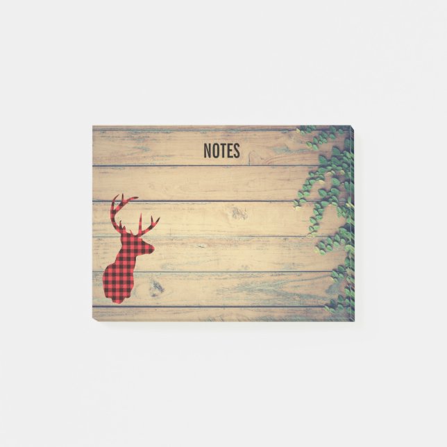 Deer Head with Antlers on Faux Wood Post-it Notes (Front)