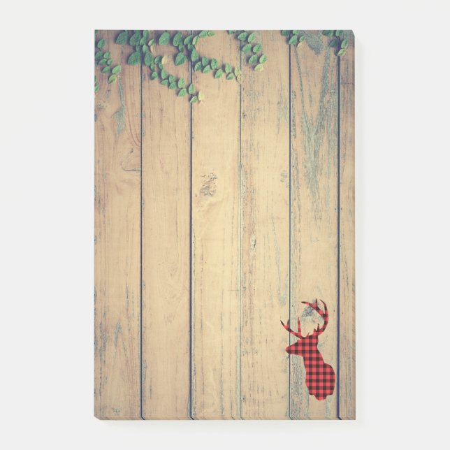 Deer Head with Antlers on Faux Wood Post-it Notes (Front)