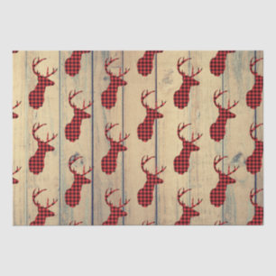 Deer Head with Antlers on Faux Wood Tissue Paper