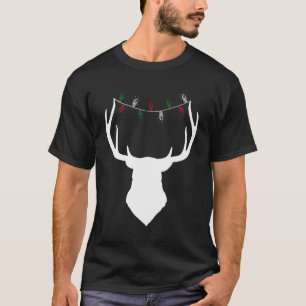 Deer Head With Christmas Lights On Antlers T-Shirt