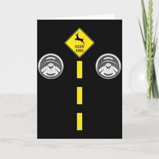 Deer Headlights With Road Markings Couples Costume Card (Front)