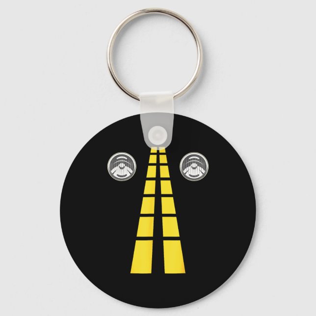 Deer Headlights With Road Markings Couples Costume Key Ring (Front)