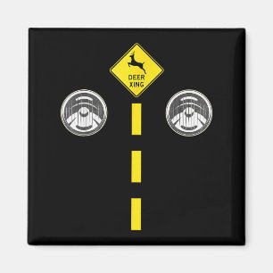 Deer Headlights With Road Markings Couples Costume Magnet
