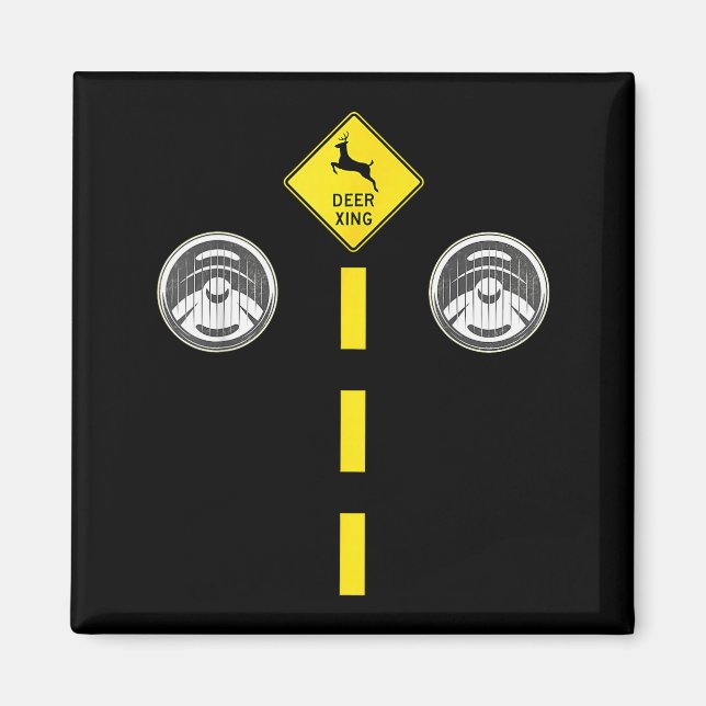 Deer Headlights With Road Markings Couples Costume Magnet (Front)