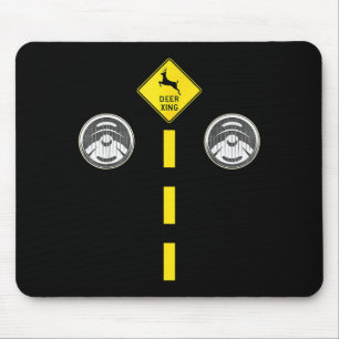 Deer Headlights With Road Markings Couples Costume Mouse Pad