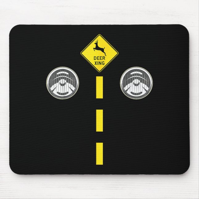 Deer Headlights With Road Markings Couples Costume Mouse Pad (Front)