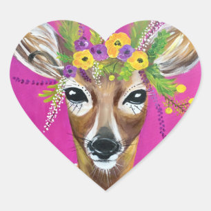 Deer Heart Shape Stickers
