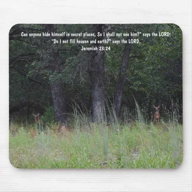 Deer Hiding in Forest Faith Bible Verse Jeremiah Mouse Pad (Front)