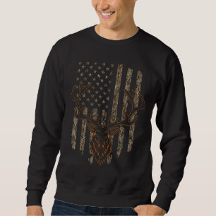 Deer Hunter American Flag Tree Camouflage Deer Hun Sweatshirt