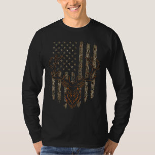 Deer Hunter American Flag Tree Camouflage Deer Hun T-Shirt