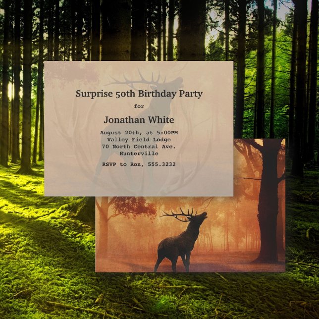 Deer Hunter Antlers Guys Birthday Invitation (Creator Uploaded)