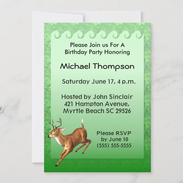 Deer Hunter  Birthday Invitation (Front)