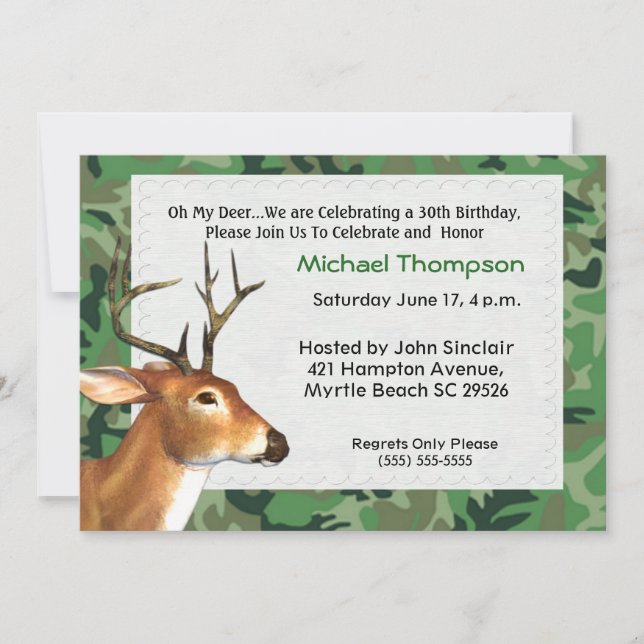 Deer Hunter  Birthday Invitation (Front)