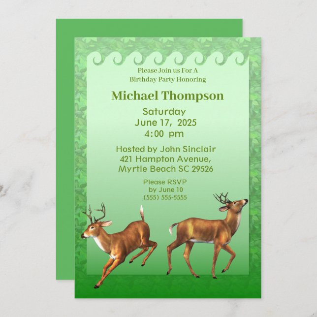 Deer Hunter  Birthday Invitation (Front/Back)