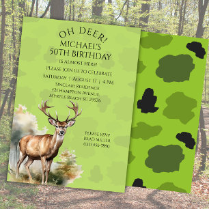 Deer Hunter Camouflage Birthday Invitation