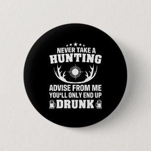 Deer Hunter Drinking 6 Cm Round Badge