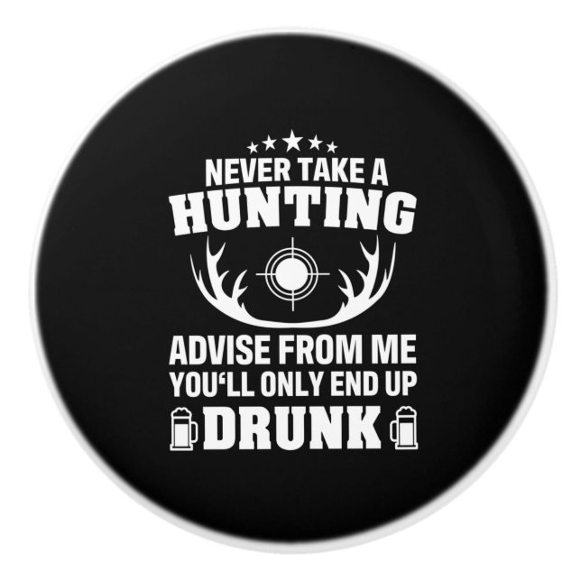 Deer Hunter Drinking Ceramic Knob (Front)