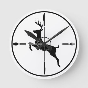 DEER HUNTER FUNNY HUNTING FAST FOOD ROUND CLOCK