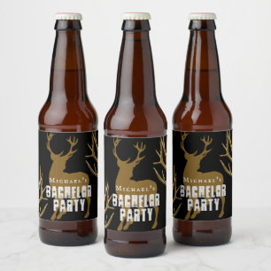 Deer Hunter Groom Antlers Bachelor Party Beer Bottle Label
