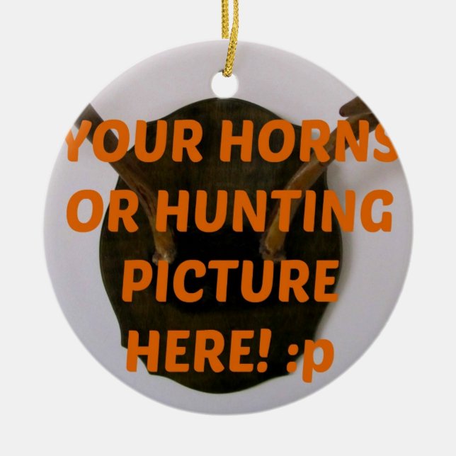 Deer Hunter Hunting Add Photo Christmas Ceramic Tree Decoration (Front)