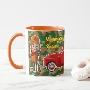 Deer Hunter Nutcracker with Little Red Truck Mug