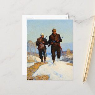 Deer Hunters by Newell Convers Wyeth Holiday Postcard