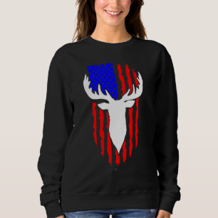 Deer Hunting American Flag 4th of July Patriotic U Sweatshirt