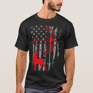 Deer Hunting American Flag Bow Hunting Patriotic H T-Shirt