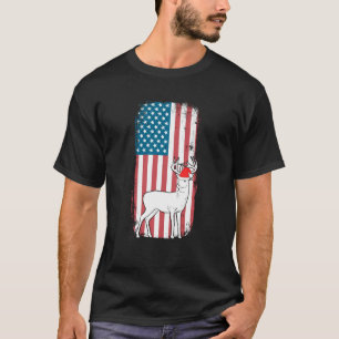 Deer Hunting American Flag Christmas X Mas Patriot T-Shirt
