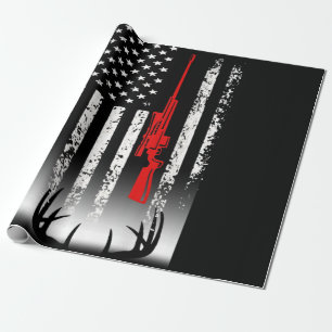 Deer hunting American Flag Hunting Wrapping Paper