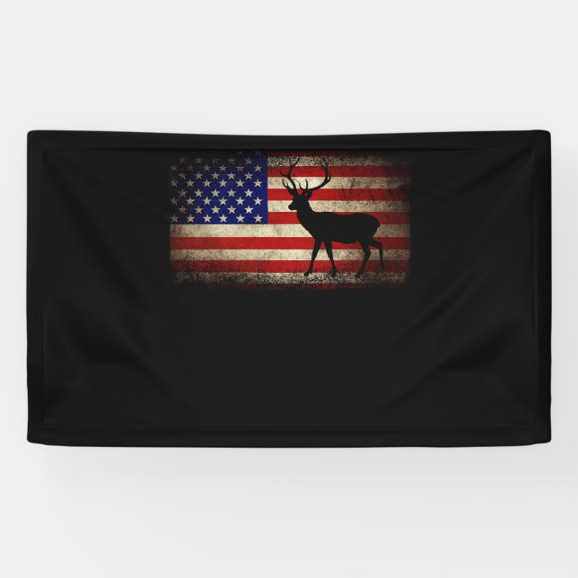 Deer Hunting American Flag USA Proud Hunter Banner (Horizontal)