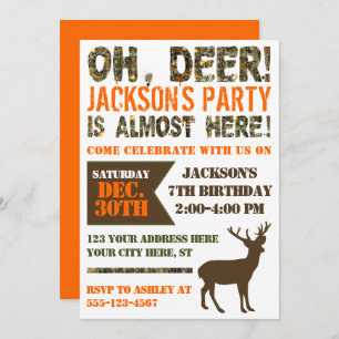 Deer Hunting Birthday Invitation   Camo Party
