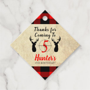 Deer Hunting Birthday Thanks Party Gift Favour Tags
