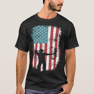 Deer Hunting Bow Hunting American Flag Patriotic T-Shirt