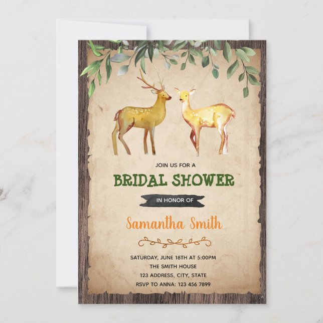 Deer hunting bridal shower invitation (Front)
