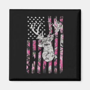 Deer Hunting Camo American Flag Pink Buck Magnet