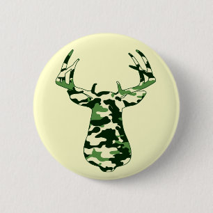 Deer Hunting Camo Buck 6 Cm Round Badge