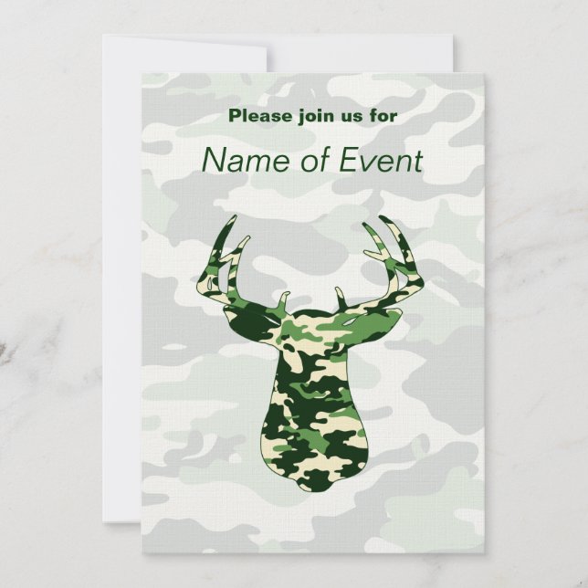 Deer Hunting Camo Buck Invitation (Front)