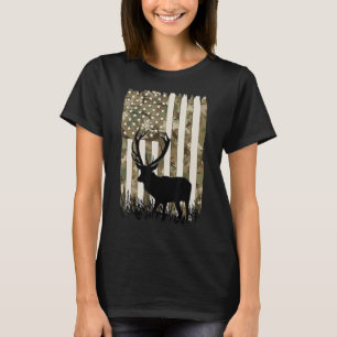 Deer Hunting Camo Hunter American Flag Usa Us Elk  T-Shirt