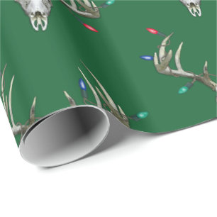Deer Hunting Christmas Lights in Antlers  Wrapping Paper