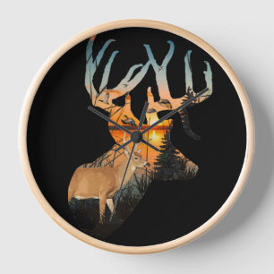 Deer Hunting Clock, Whitetail Buck Clock