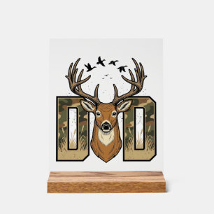 Deer Hunting Dad Camo Buck Vector Shirt Design_1 Acrylic Sign