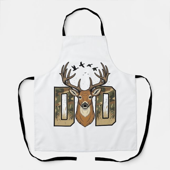 Deer Hunting Dad Camo Buck Vector Shirt Design_1 Apron (Front)
