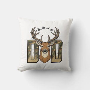 Deer Hunting Dad Camo Buck Vector Shirt Design_1 Cushion