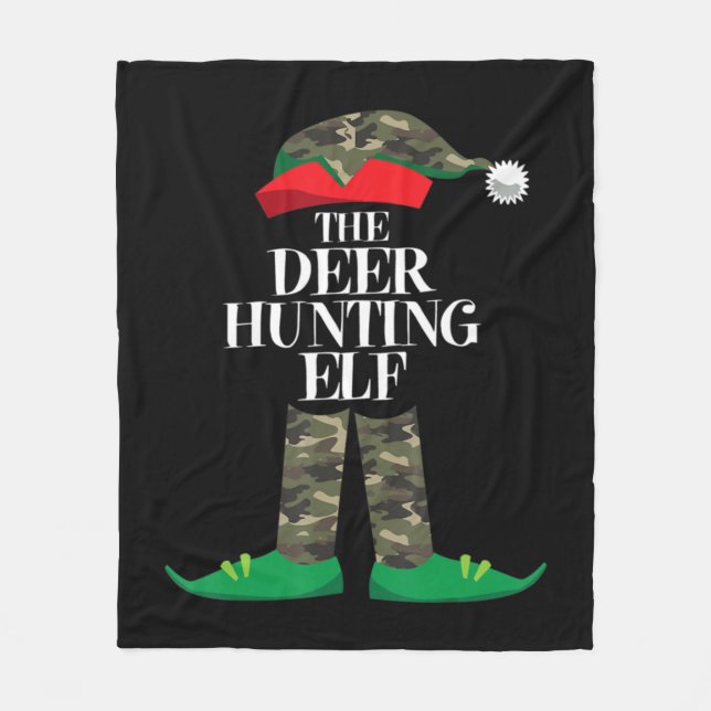 Deer Hunting Elf Matching Group Family Elf Christm Fleece Blanket (Front)