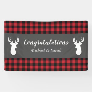 Deer Hunting Lodge Baby Shower Antlers Banner